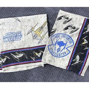 Vintage Star Wars TPM Naboo Space Battle 1 Flat Sheet +1 Pillowcase Set 99' TWN
